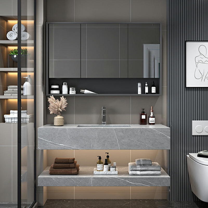 Grey Wall Mounted Standard Modern Single-Sink Bathroom Sink Vanity Clearhalo 'Bathroom Remodel & Bathroom Fixtures' 'Bathroom Vanities' 'bathroom_vanities' 'Home Improvement' 'home_improvement' 'home_improvement_bathroom_vanities' 8273016