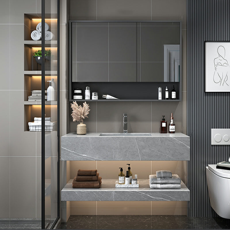 Grey Wall Mounted Standard Modern Single-Sink Bathroom Sink Vanity Clearhalo 'Bathroom Remodel & Bathroom Fixtures' 'Bathroom Vanities' 'bathroom_vanities' 'Home Improvement' 'home_improvement' 'home_improvement_bathroom_vanities' 8273017