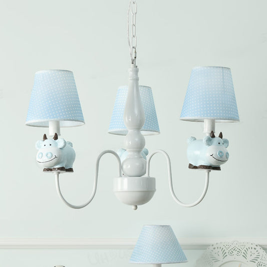 Kindergarten Sheep Hanging Lamp Fabric 3 Lights Cartoon Hanging Pendant Lights Clearhalo 'Ceiling Lights' 'Chandeliers' Lighting' options 82769