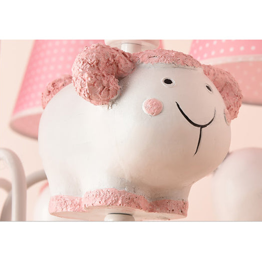 Kindergarten Sheep Hanging Lamp Fabric 3 Lights Cartoon Hanging Pendant Lights Clearhalo 'Ceiling Lights' 'Chandeliers' Lighting' options 82771