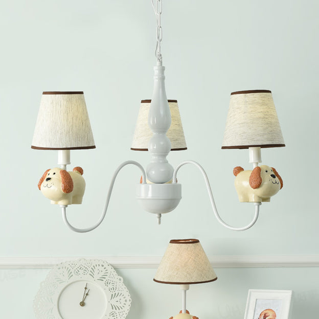 Kindergarten Sheep Hanging Lamp Fabric 3 Lights Cartoon Hanging Pendant Lights Beige Clearhalo 'Ceiling Lights' 'Chandeliers' Lighting' options 82773_31426837-fa3e-4013-8649-4103c1eeba35