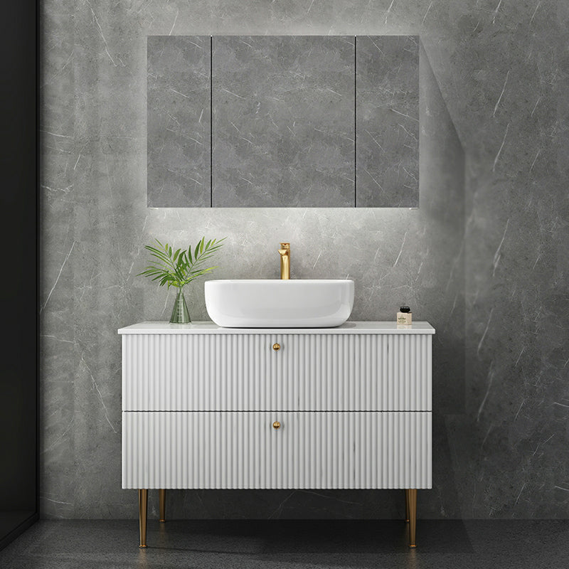 White Free-standing Standard Modern Oval Open Console with Sink Set Clearhalo 'Bathroom Remodel & Bathroom Fixtures' 'Bathroom Vanities' 'bathroom_vanities' 'Home Improvement' 'home_improvement' 'home_improvement_bathroom_vanities' 8280396