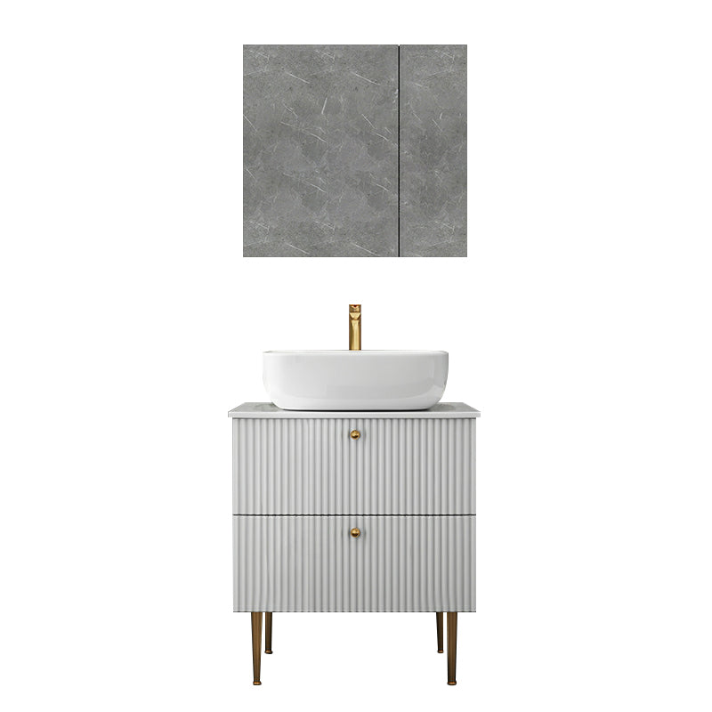 White Free-standing Standard Modern Oval Open Console with Sink Set 24"L x 20"W x 30"H Clearhalo 'Bathroom Remodel & Bathroom Fixtures' 'Bathroom Vanities' 'bathroom_vanities' 'Home Improvement' 'home_improvement' 'home_improvement_bathroom_vanities' 8280404