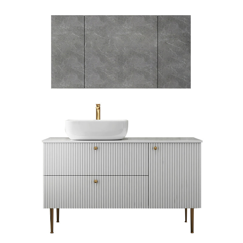 White Free-standing Standard Modern Oval Open Console with Sink Set Clearhalo 'Bathroom Remodel & Bathroom Fixtures' 'Bathroom Vanities' 'bathroom_vanities' 'Home Improvement' 'home_improvement' 'home_improvement_bathroom_vanities' 8280405