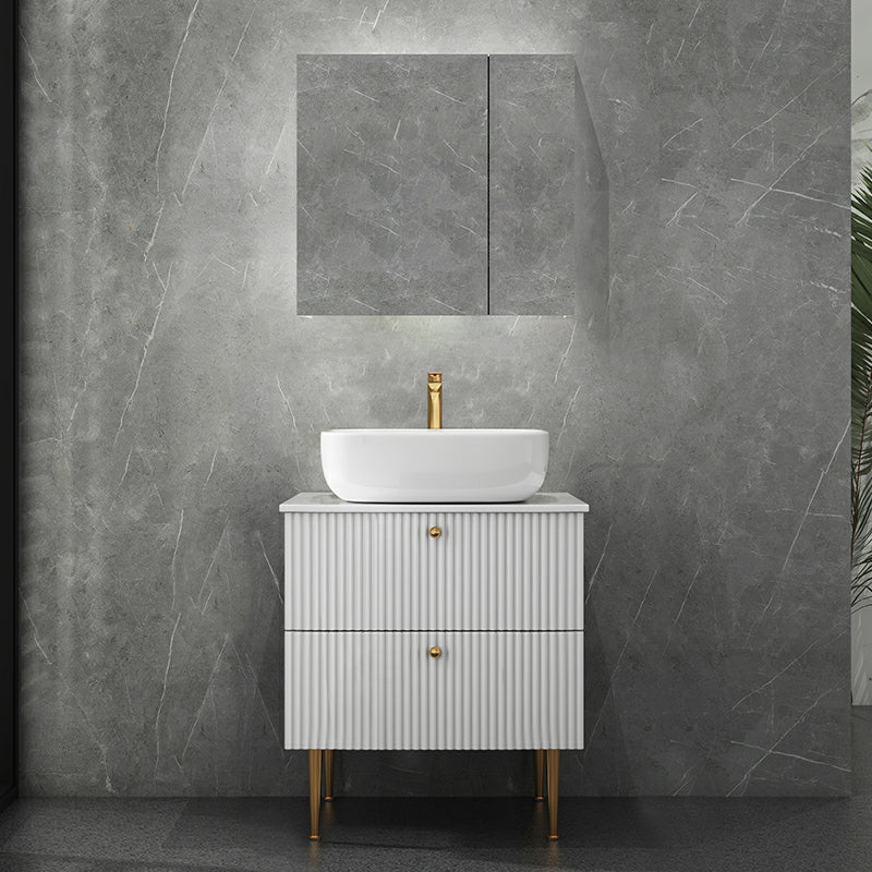 White Free-standing Standard Modern Oval Open Console with Sink Set Clearhalo 'Bathroom Remodel & Bathroom Fixtures' 'Bathroom Vanities' 'bathroom_vanities' 'Home Improvement' 'home_improvement' 'home_improvement_bathroom_vanities' 8280410