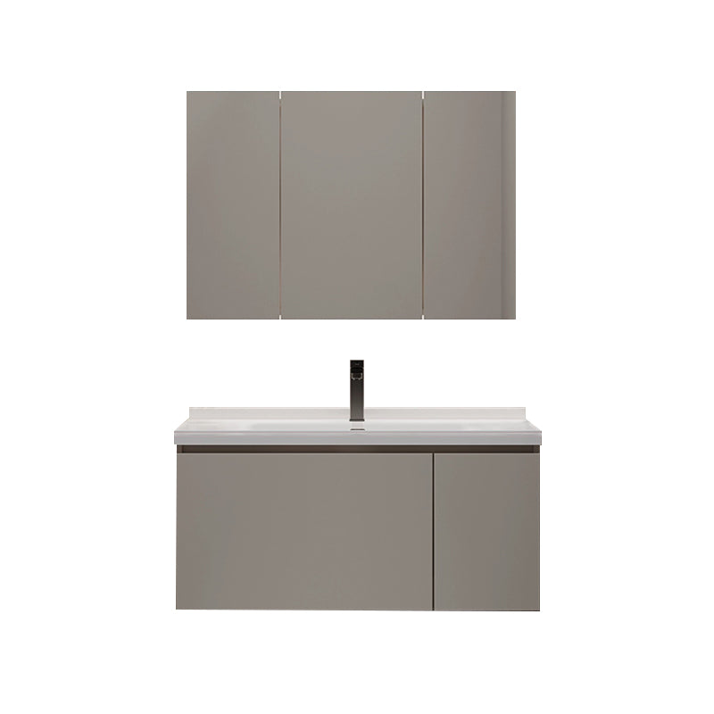 Single-Sink Grey Wall Mount Wood Modern Open Console with Sink Set 35.5"L x 19.5"W x 17"H Clearhalo 'Bathroom Remodel & Bathroom Fixtures' 'Bathroom Vanities' 'bathroom_vanities' 'Home Improvement' 'home_improvement' 'home_improvement_bathroom_vanities' 8280420