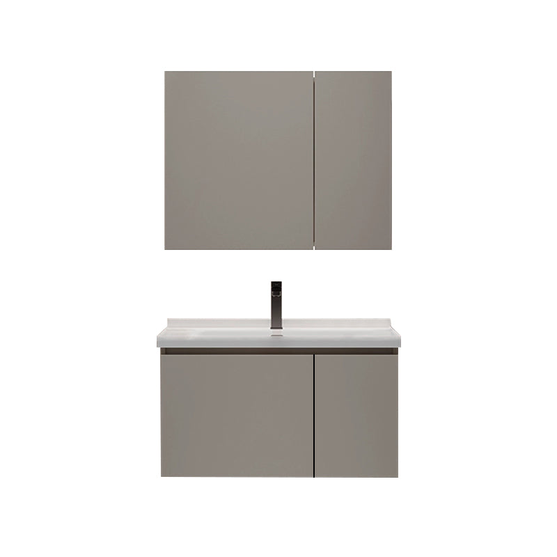 Single-Sink Grey Wall Mount Wood Modern Open Console with Sink Set 31"L x 20"W x 17"H Clearhalo 'Bathroom Remodel & Bathroom Fixtures' 'Bathroom Vanities' 'bathroom_vanities' 'Home Improvement' 'home_improvement' 'home_improvement_bathroom_vanities' 8280423