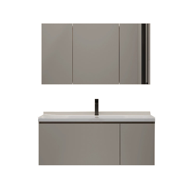 Single-Sink Grey Wall Mount Wood Modern Open Console with Sink Set 43"L x 20"W x 17"H Clearhalo 'Bathroom Remodel & Bathroom Fixtures' 'Bathroom Vanities' 'bathroom_vanities' 'Home Improvement' 'home_improvement' 'home_improvement_bathroom_vanities' 8280425