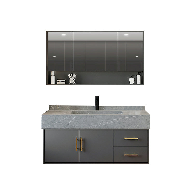 Grey Wall-Mounted Modern Single-Sink Rectangular Wood Bathroom Vanity Set Clearhalo 'Bathroom Remodel & Bathroom Fixtures' 'Bathroom Vanities' 'bathroom_vanities' 'Home Improvement' 'home_improvement' 'home_improvement_bathroom_vanities' 8280463