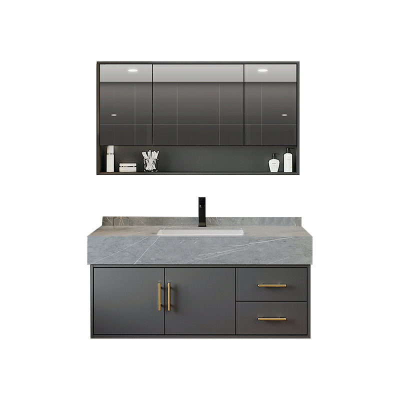 Grey Wall-Mounted Modern Single-Sink Rectangular Wood Bathroom Vanity Set 47"L x 19"W x 22"H Undermount Sink Clearhalo 'Bathroom Remodel & Bathroom Fixtures' 'Bathroom Vanities' 'bathroom_vanities' 'Home Improvement' 'home_improvement' 'home_improvement_bathroom_vanities' 8280472