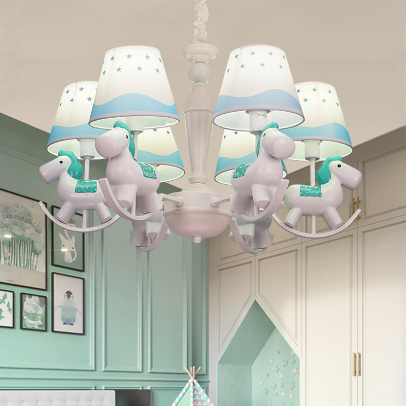 Cartoon Unicorn Hanging Lamp 5/6 Lights Fabric Hanging Chandelier for Nursing Room Clearhalo 'Ceiling Lights' 'Chandeliers' Lighting' options 82807