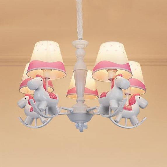 Cartoon Unicorn Hanging Lamp 5/6 Lights Fabric Hanging Chandelier for Nursing Room Clearhalo 'Ceiling Lights' 'Chandeliers' Lighting' options 82808