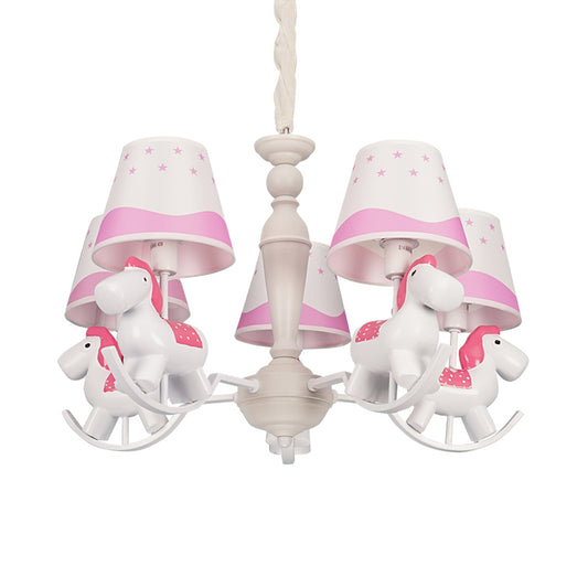 Cartoon Unicorn Hanging Lamp 5/6 Lights Fabric Hanging Chandelier for Nursing Room Clearhalo 'Ceiling Lights' 'Chandeliers' Lighting' options 82809