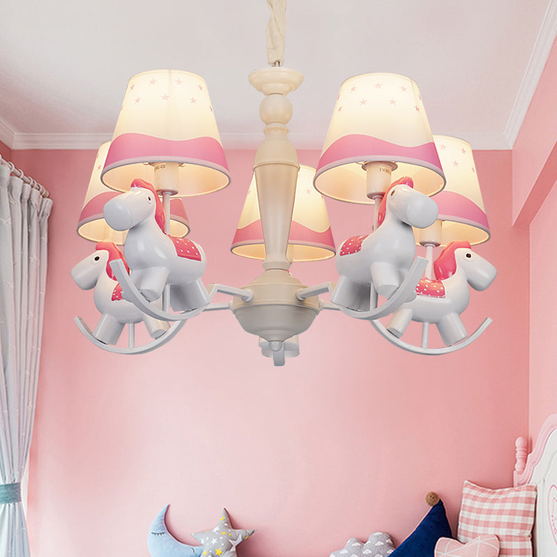 Cartoon Unicorn Hanging Lamp 5/6 Lights Fabric Hanging Chandelier for Nursing Room Clearhalo 'Ceiling Lights' 'Chandeliers' Lighting' options 82810
