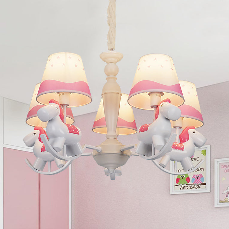 Cartoon Unicorn Hanging Lamp 5/6 Lights Fabric Hanging Chandelier for Nursing Room Clearhalo 'Ceiling Lights' 'Chandeliers' Lighting' options 82811