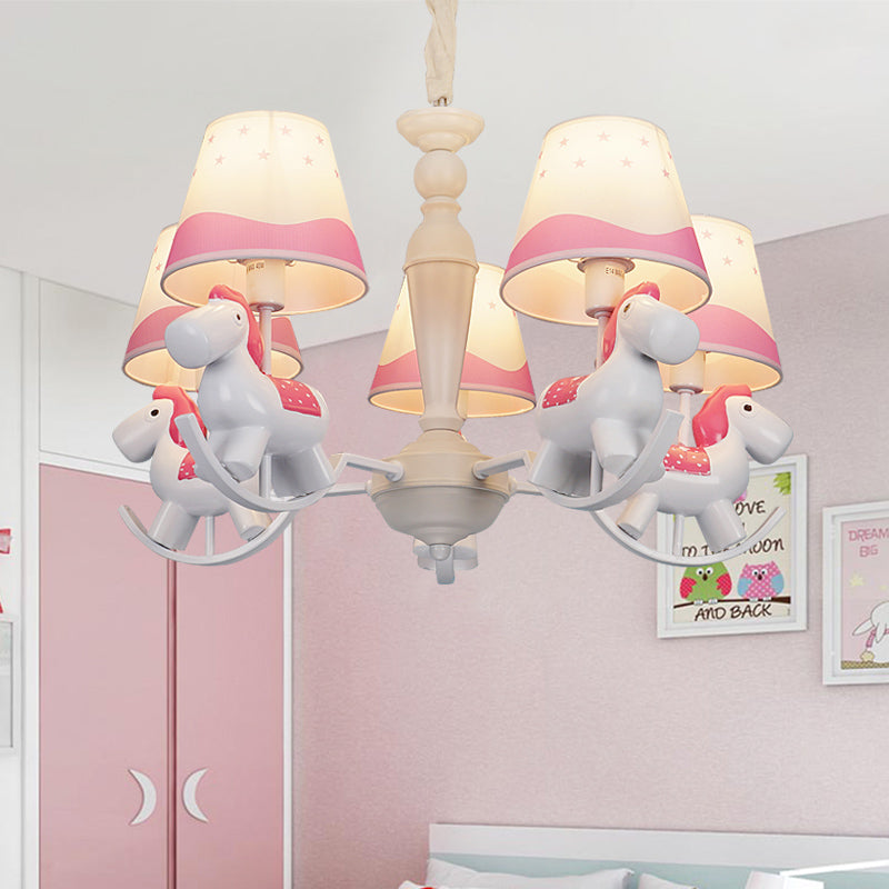 Cartoon Unicorn Hanging Lamp 5/6 Lights Fabric Hanging Chandelier for Nursing Room Clearhalo 'Ceiling Lights' 'Chandeliers' Lighting' options 82812
