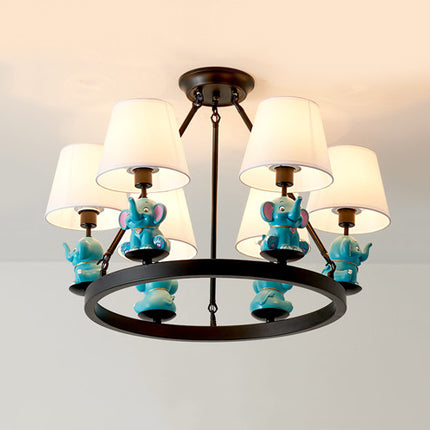 Modern Contemporary Elephant Hanging Lights 6 Lights Metal Hanging Chandelier for Living Room Blue Clearhalo 'Ceiling Lights' 'Chandeliers' Lighting' options 82955_a6e5a42c-510c-4296-bb55-a4b8d16751c4