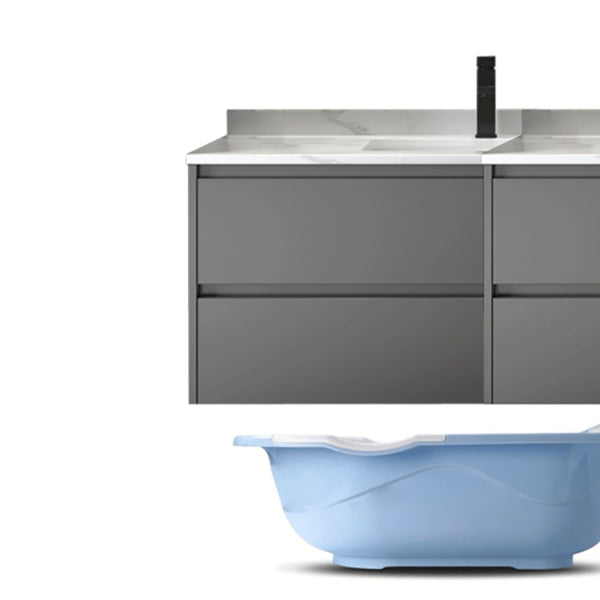 Fashionable Grey Bathroom Sink Vanity Two Drawer Wall Mounted Standard Clearhalo 'Bathroom Remodel & Bathroom Fixtures' 'Bathroom Vanities' 'bathroom_vanities' 'Home Improvement' 'home_improvement' 'home_improvement_bathroom_vanities' 8297730