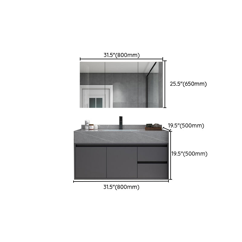 Modern Bathroom Sink Vanity Grey Wall Mounted Standard with Two Drawer Clearhalo 'Bathroom Remodel & Bathroom Fixtures' 'Bathroom Vanities' 'bathroom_vanities' 'Home Improvement' 'home_improvement' 'home_improvement_bathroom_vanities' 8302803