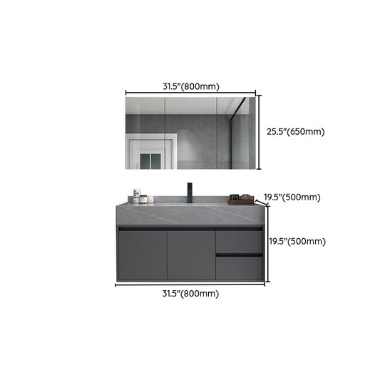 Modern Bathroom Sink Vanity Grey Wall Mounted Standard with Two Drawer Clearhalo 'Bathroom Remodel & Bathroom Fixtures' 'Bathroom Vanities' 'bathroom_vanities' 'Home Improvement' 'home_improvement' 'home_improvement_bathroom_vanities' 8302803