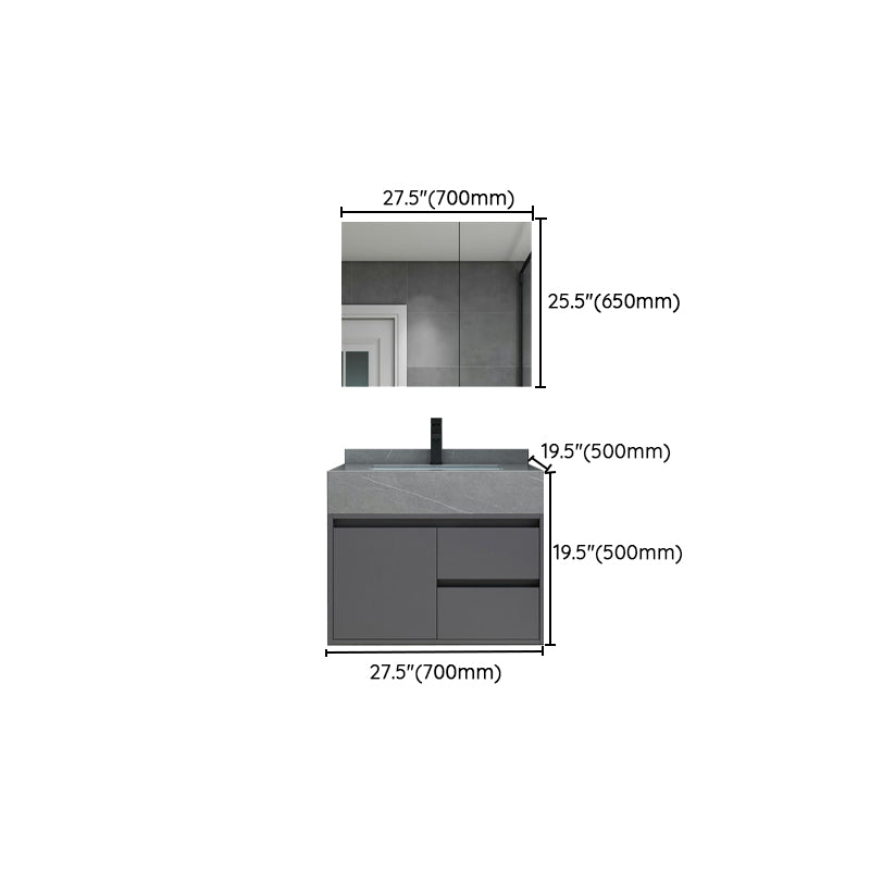 Modern Bathroom Sink Vanity Grey Wall Mounted Standard with Two Drawer Clearhalo 'Bathroom Remodel & Bathroom Fixtures' 'Bathroom Vanities' 'bathroom_vanities' 'Home Improvement' 'home_improvement' 'home_improvement_bathroom_vanities' 8302804