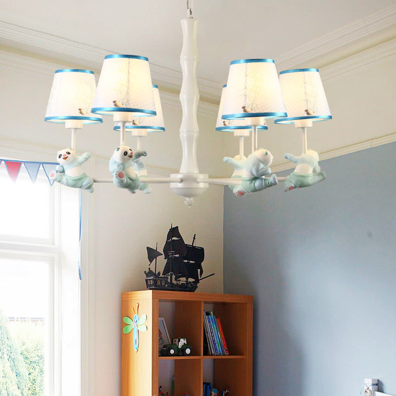 Cartoon Running Panda Hanging Lights Fabric Hanging Chandelier for Living Room Clearhalo 'Ceiling Lights' 'Chandeliers' Lighting' options 83144