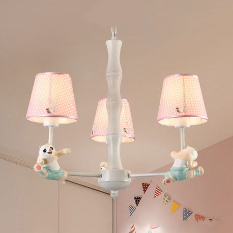 Cartoon Running Panda Hanging Lights Fabric Hanging Chandelier for Living Room Clearhalo 'Ceiling Lights' 'Chandeliers' Lighting' options 83145