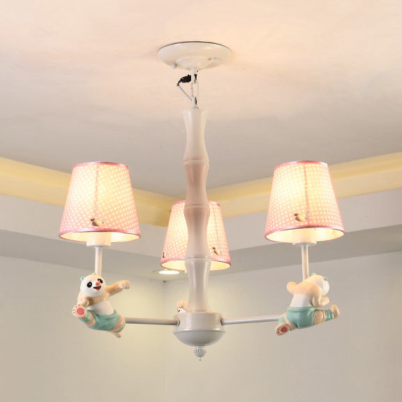 Cartoon Running Panda Hanging Lights Fabric Hanging Chandelier for Living Room Clearhalo 'Ceiling Lights' 'Chandeliers' Lighting' options 83146