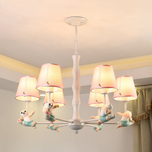 Cartoon Running Panda Hanging Lights Fabric Hanging Chandelier for Living Room Clearhalo 'Ceiling Lights' 'Chandeliers' Lighting' options 83148