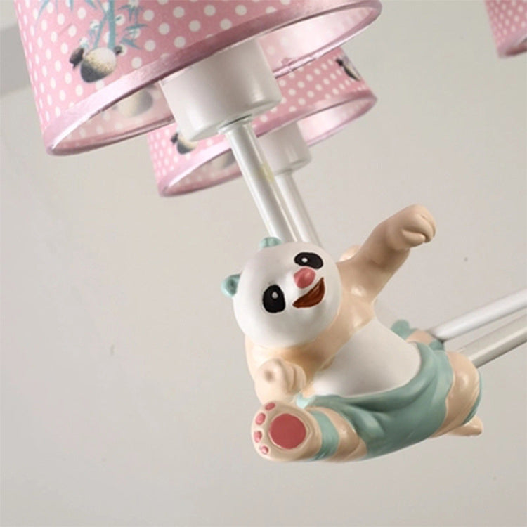 Cartoon Running Panda Hanging Lights Fabric Hanging Chandelier for Living Room Clearhalo 'Ceiling Lights' 'Chandeliers' Lighting' options 83150