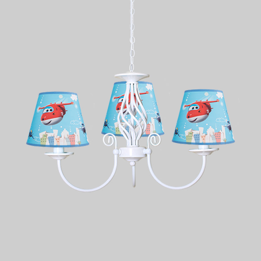 Bedroom Kindergarten Hanging Lamp with Plane Fabric and Metal Cartoon Light Blue Hanging Lights Clearhalo 'Ceiling Lights' 'Chandeliers' Lighting' options 83215