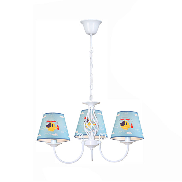 Bedroom Kindergarten Hanging Lamp with Plane Fabric and Metal Cartoon Light Blue Hanging Lights 3 Blue Clearhalo 'Ceiling Lights' 'Chandeliers' Lighting' options 83216_ecde8e7a-df87-42c5-8338-4725f0f1ad3e