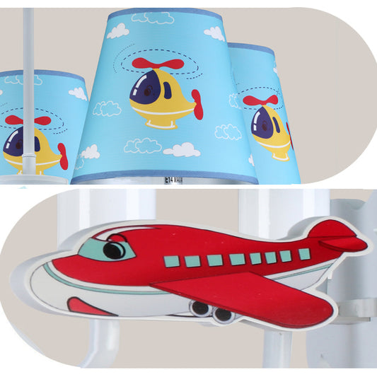 Bedroom Kindergarten Hanging Lamp with Plane Fabric and Metal Cartoon Light Blue Hanging Lights Clearhalo 'Ceiling Lights' 'Chandeliers' Lighting' options 83217