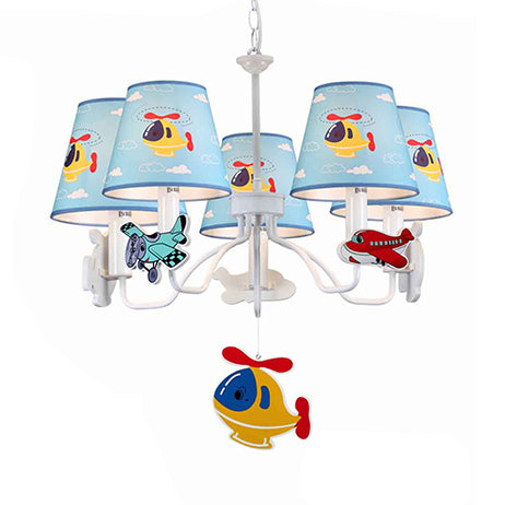 Bedroom Kindergarten Hanging Lamp with Plane Fabric and Metal Cartoon Light Blue Hanging Lights Clearhalo 'Ceiling Lights' 'Chandeliers' Lighting' options 83218