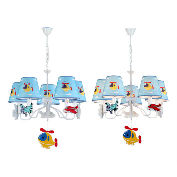 Bedroom Kindergarten Hanging Lamp with Plane Fabric and Metal Cartoon Light Blue Hanging Lights Clearhalo 'Ceiling Lights' 'Chandeliers' Lighting' options 83219
