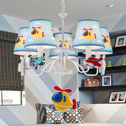 Bedroom Kindergarten Hanging Lamp with Plane Fabric and Metal Cartoon Light Blue Hanging Lights Clearhalo 'Ceiling Lights' 'Chandeliers' Lighting' options 83222