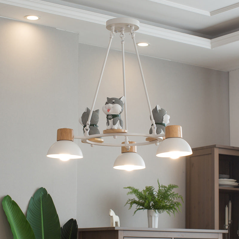 Metal Dog Hanging Pendant Lights Modern Hanging Ceiling Fixtures for Living Room 3 White A Clearhalo 'Ceiling Lights' 'Chandeliers' Lighting' options 83448_b3999928-fe98-495d-ba36-191f8997495b