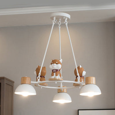 Metal Dog Hanging Pendant Lights Modern Hanging Ceiling Fixtures for Living Room 3 White B Clearhalo 'Ceiling Lights' 'Chandeliers' Lighting' options 83449_4c97f1a9-2957-4d35-9daa-26019be9340e