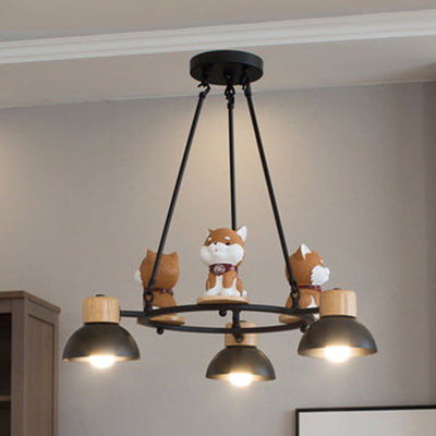 Metal Dog Hanging Pendant Lights Modern Hanging Ceiling Fixtures for Living Room 3 Black Clearhalo 'Ceiling Lights' 'Chandeliers' Lighting' options 83451_bc533785-9681-4f84-abc7-9c98b15a26c1