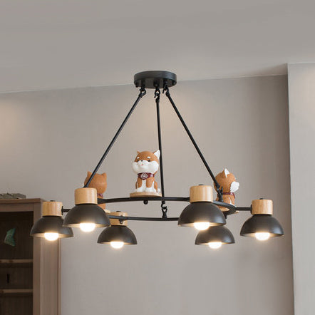 Metal Dog Hanging Pendant Lights Modern Hanging Ceiling Fixtures for Living Room 6 Black A Clearhalo 'Ceiling Lights' 'Chandeliers' Lighting' options 83452_8e25ca76-c0db-4237-876e-f764d13c97e8
