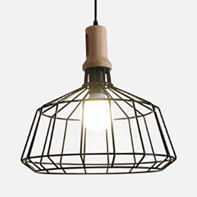 Black 1 Bulb Ceiling Pendant Fixture Antique Metal Wire Cage Hanging Lamp with Cone/Barn Shade for Living Room Black Barn Clearhalo 'Art Deco Pendants' 'Black' 'Cast Iron' 'Ceiling Lights' 'Ceramic' 'Crystal' 'Industrial Pendants' 'Industrial' 'Metal' 'Middle Century Pendants' 'Pendant Lights' 'Pendants' 'Rustic Pendants' 'Tiffany' Lighting' 83983