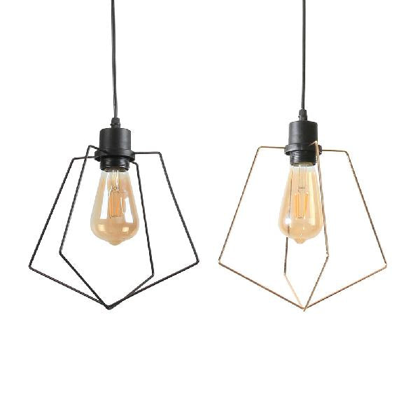 1/3-Pack Pentagon Metal Suspended Light with Wire Frame Loft Style 1 Light Indoor Hanging Lamp in Black/Gold Finish Clearhalo 'Ceiling Lights' 'Modern Pendants' 'Modern' 'Pendant Lights' 'Pendants' Lighting' 84175