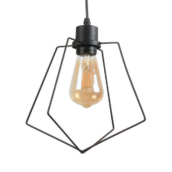 1/3-Pack Pentagon Metal Suspended Light with Wire Frame Loft Style 1 Light Indoor Hanging Lamp in Black/Gold Finish Black Clearhalo 'Ceiling Lights' 'Modern Pendants' 'Modern' 'Pendant Lights' 'Pendants' Lighting' 84176