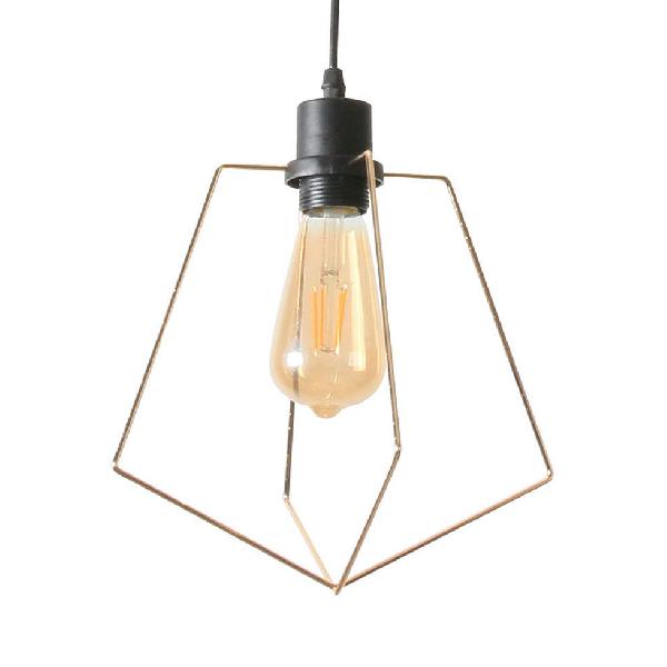 1/3-Pack Pentagon Metal Suspended Light with Wire Frame Loft Style 1 Light Indoor Hanging Lamp in Black/Gold Finish Gold Clearhalo 'Ceiling Lights' 'Modern Pendants' 'Modern' 'Pendant Lights' 'Pendants' Lighting' 84177