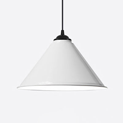 12/16 Inch Wide Cone Metal Suspension Lamp Contemporary 1 Bulb Dining Room Hanging Light in Black/White White Clearhalo 'Ceiling Lights' 'Modern Pendants' 'Modern' 'Pendant Lights' 'Pendants' Lighting' 84965