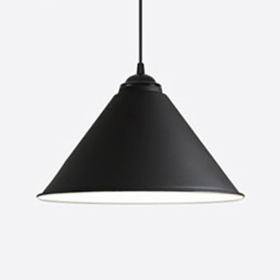 12/16 Inch Wide Cone Metal Suspension Lamp Contemporary 1 Bulb Dining Room Hanging Light in Black/White Black Clearhalo 'Ceiling Lights' 'Modern Pendants' 'Modern' 'Pendant Lights' 'Pendants' Lighting' 84966