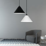 12/16 Inch Wide Cone Metal Suspension Lamp Contemporary 1 Bulb Dining Room Hanging Light in Black/White Clearhalo 'Ceiling Lights' 'Modern Pendants' 'Modern' 'Pendant Lights' 'Pendants' Lighting' 84967