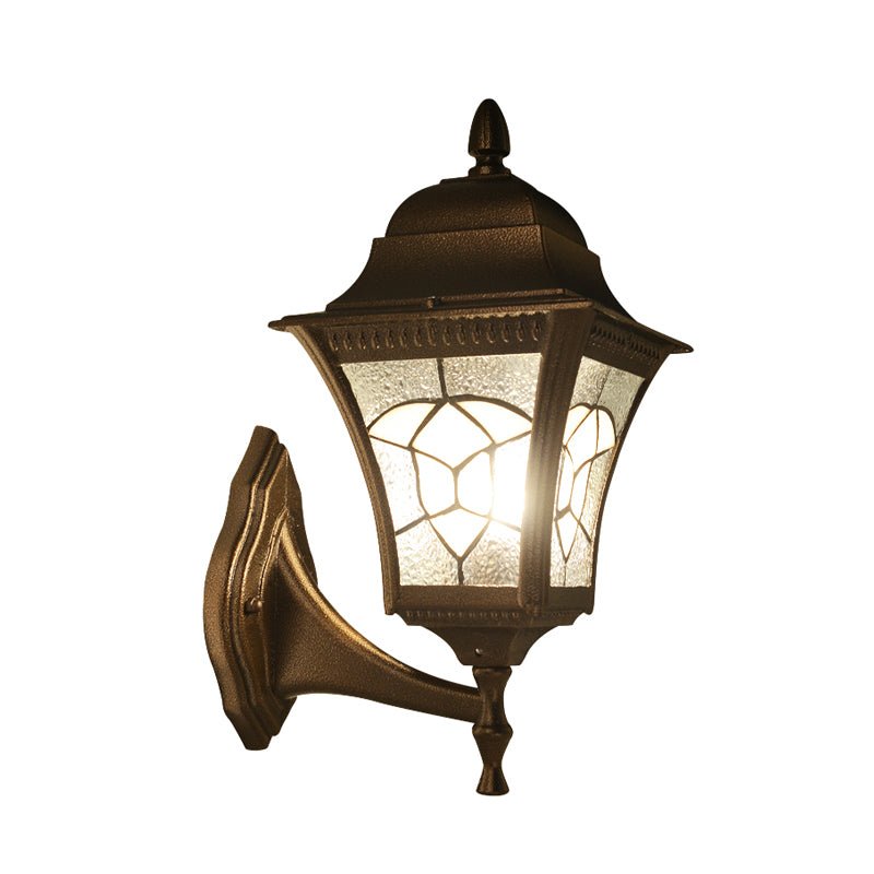 Birdcage Frosted Glass Wall Light Retro 1 Head Outdoor Wall Sconce Lighting Fixture in Coffee Clearhalo 'Wall Lamps & Sconces' 'Wall Lights' Lighting' 849695