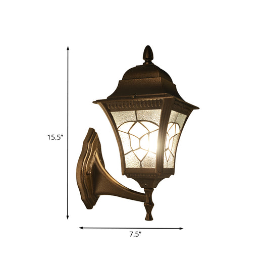 Birdcage Frosted Glass Wall Light Retro 1 Head Outdoor Wall Sconce Lighting Fixture in Coffee Clearhalo 'Wall Lamps & Sconces' 'Wall Lights' Lighting' 849697