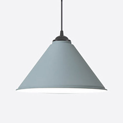 Black/Gray/White Cone Shade Ceiling Light Fixture Retro Style Metal 1 Light Bedroom Hanging Lamp, 12"/16" Diameter Grey Clearhalo 'Ceiling Lights' 'Modern Pendants' 'Modern' 'Pendant Lights' 'Pendants' Lighting' 84992